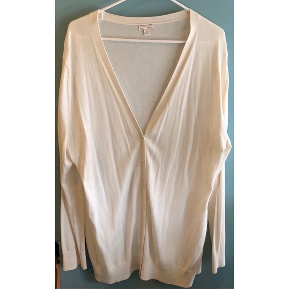 GAP Cream Button-Front Lightweight Cardigan